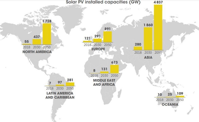 Solare fotovoltaico. Cartina