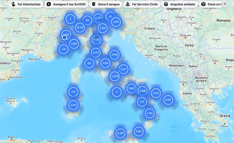 Online la prima mappa digitale del Non Profit italiano